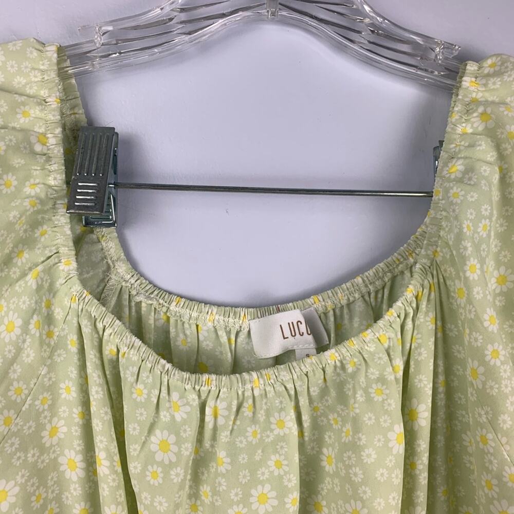 Lucca size small light green daisy flower tiered maxi dress boho cute dainty - Picture 6 of 12